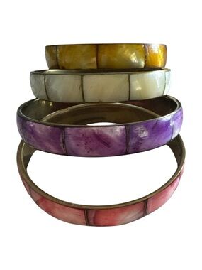 Vintage Mother Of Pearl Bangles Set of 4